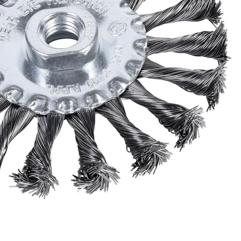 Escova Circular Aço Trançado 4.1/2 Polegadas M14 Para Esmerilhadeira Aço Carbono Worker - imagem 5