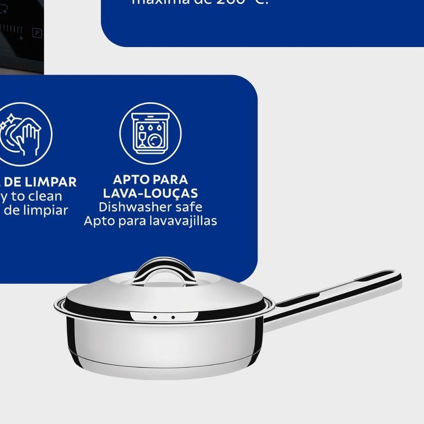 Frigideira Solar Aço Inox Com Tampa 3,3l 24cm Tramontina - imagem 4
