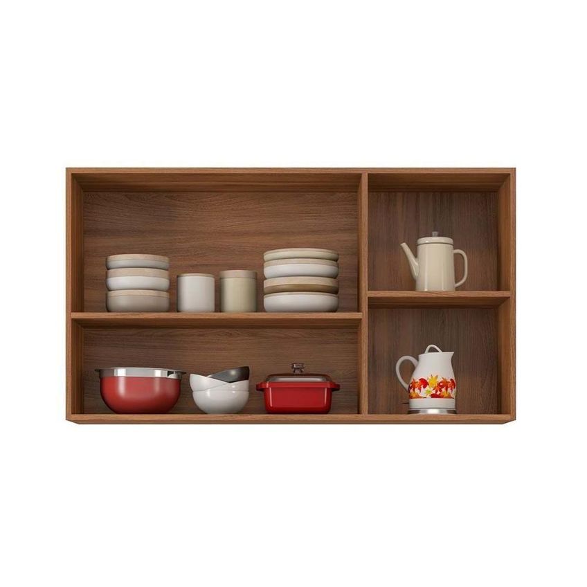 Armário Aéreo De Cozinha Modulado Firenze 120cm 3 Portas MDP De Abrir Avena E Grafito - imagem 4