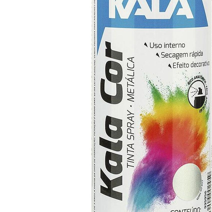 Tinta Spray Metálico Prata Secagem Rápida Bico Anatômico Kala 350ml 250g - imagem 3