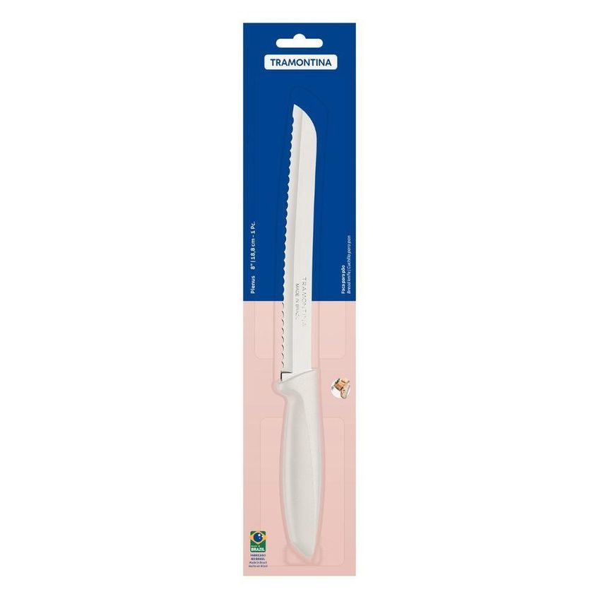 Faca Para Pão Plenus Corte Preciso Aço Inox Lâmina Serrilhada Off White Tramontina 8 Polegadas - imagem 3
