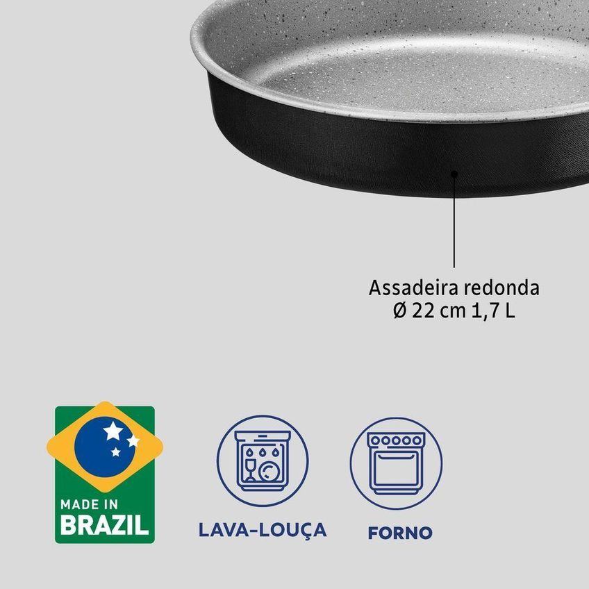 Jogo De Assadeiras Brasil Alumínio Antiaderente Starflon Max 02 Peças Preto Tramontina - imagem 4