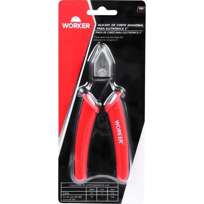 Alicate De Corte Diagonal 5 Polegadas Para Eletronica Aço Manganês Worker - imagem 3