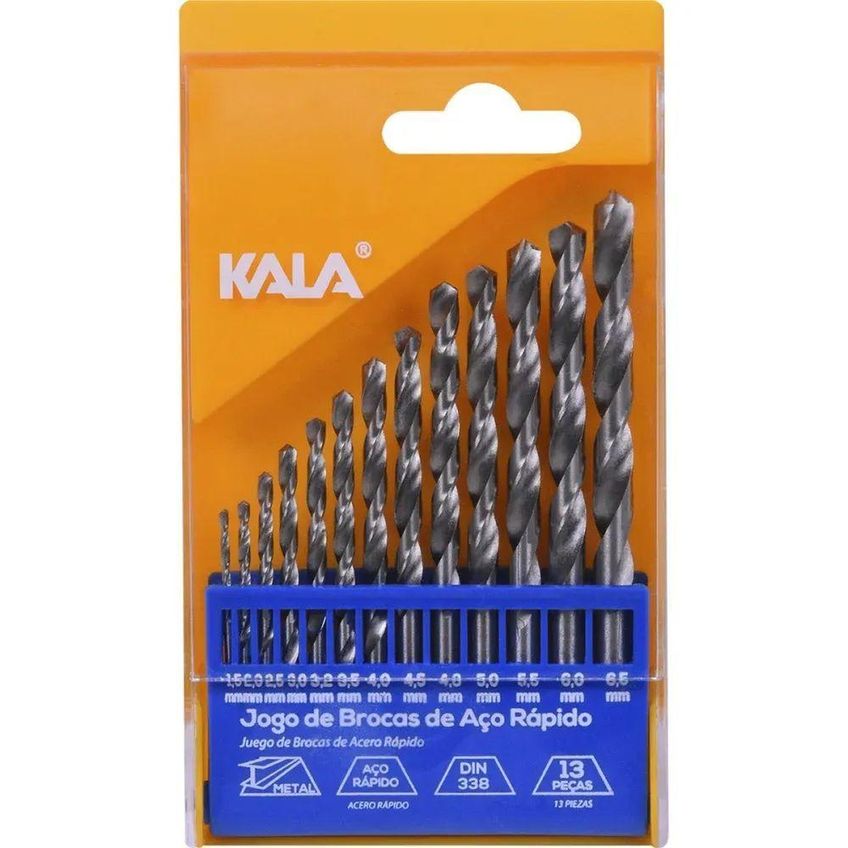 Jogo De Brocas Aço Rápido 13 Peças 1,5mm A 6,5mm Para Metais Com Estojo Plástico Kala - imagem 2