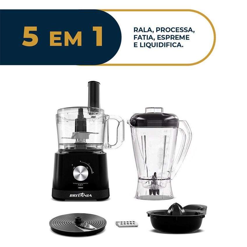 Multiprocessador 5 Em 1 Britânia Bmp10a 1000 Watts Preto 220 Volts - imagem 3