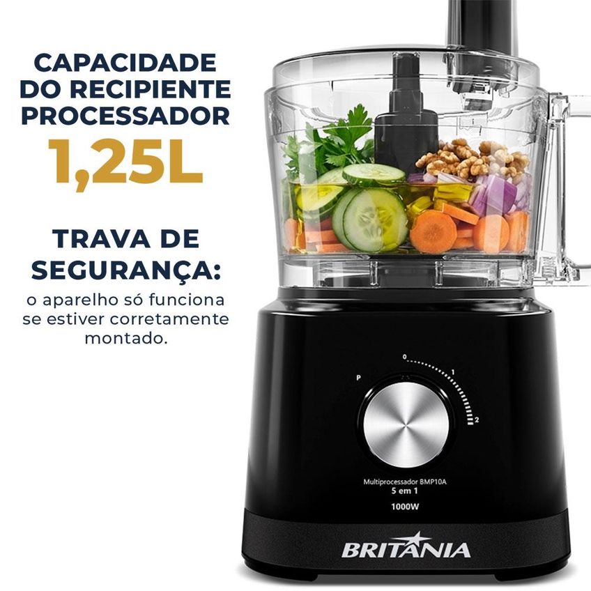 Multiprocessador 5 Em 1 Britânia Bmp10a 1000 Watts Preto 220 Volts - imagem 5