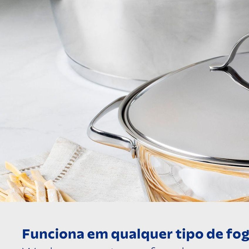 Jogo De Panelas Allegra Aço Inox Fundo Triplo 7 Peças Tramontina - imagem 5