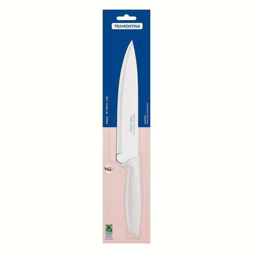 Faca Chef Plenus Aço Inox Cabo Polipropileno Off White Tramontina 8" - imagem 3