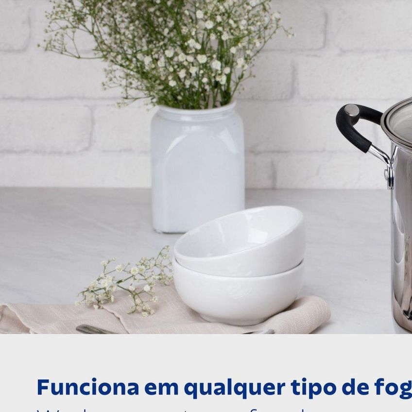 Caldeirão Astro Silicone Aço Inox 11,4l Tampa De Vidro Tramontina - imagem 3