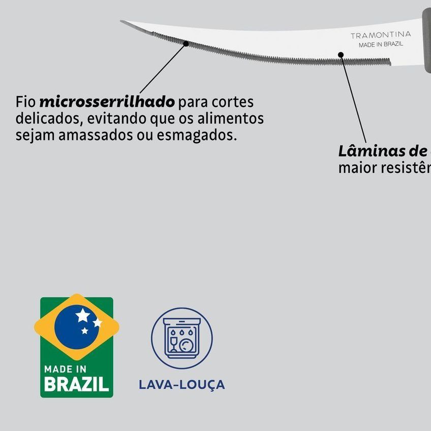 Faca Para Tomate Felice Corte Preciso Aço Inox Cabo Polipropileno Preto Tramontina - imagem 4