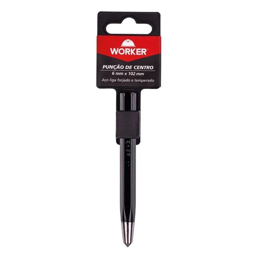 Punção de Centro Aço Forjado 6mm X 102mm Marcações Profundas Precisão Worker - imagem 3