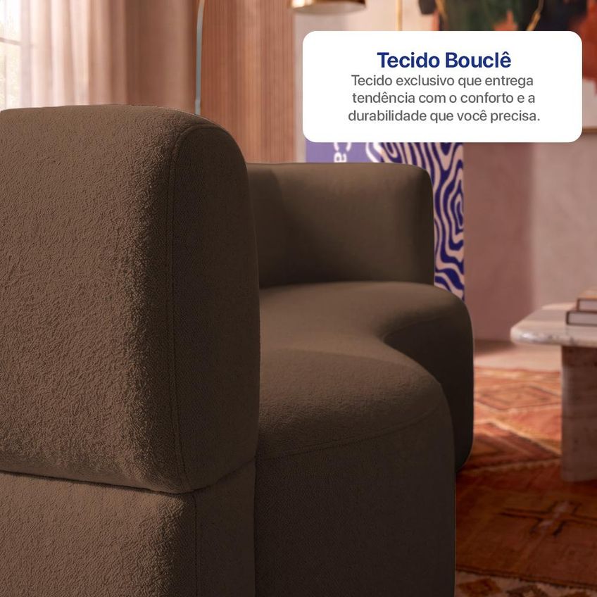 Sofá Cama Bolge 1,88m Xpand Tech Tecido Bouclê Marrom Cama Inbox - imagem 5