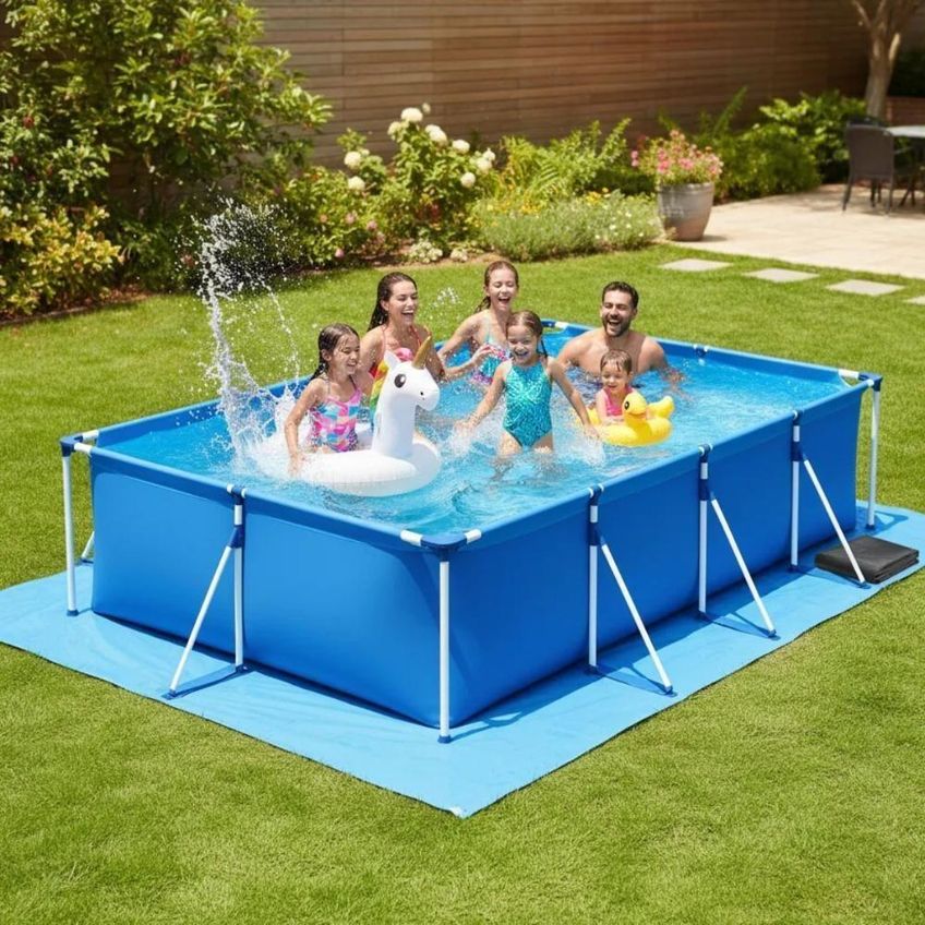 Piscina Estruturada Premium 5000 Litros Retangular PVC Capa Forro Filtro 2200L-H 220V Azul Mor - imagem 4