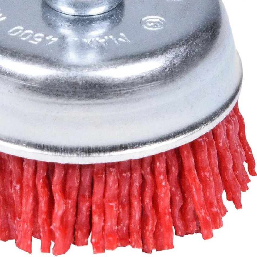 Escova Copo Nylon 50mm 195048 Limpeza E Acabamento Haste 6,35mm Worker - imagem 3