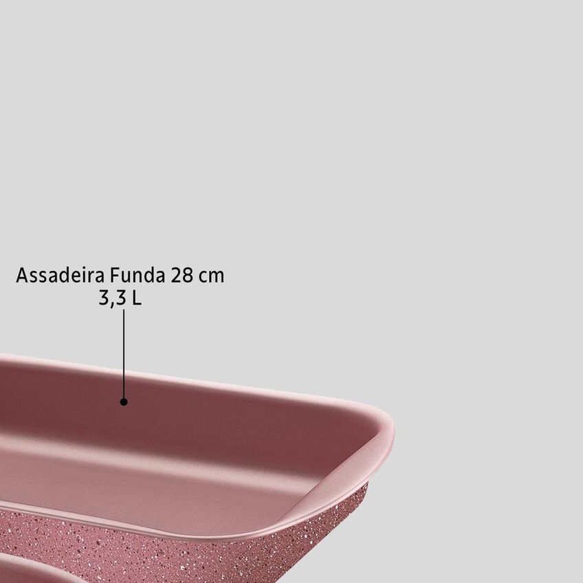 Jogo De Assadeiras Brasil Alumínio Antiaderente Starflon Max Cozinha Rosa Tramontina 02 Peças - imagem 3