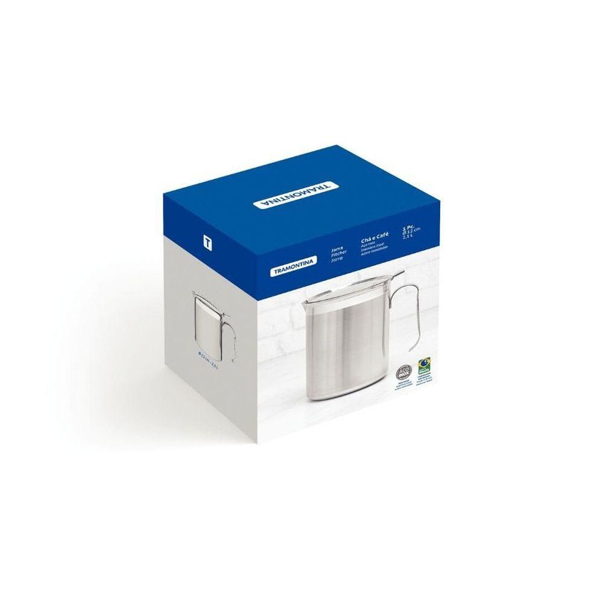Jarra Para Água Buena Aço Inox Com Tampa Uso Mesa Tramontina 2,1l - imagem 3