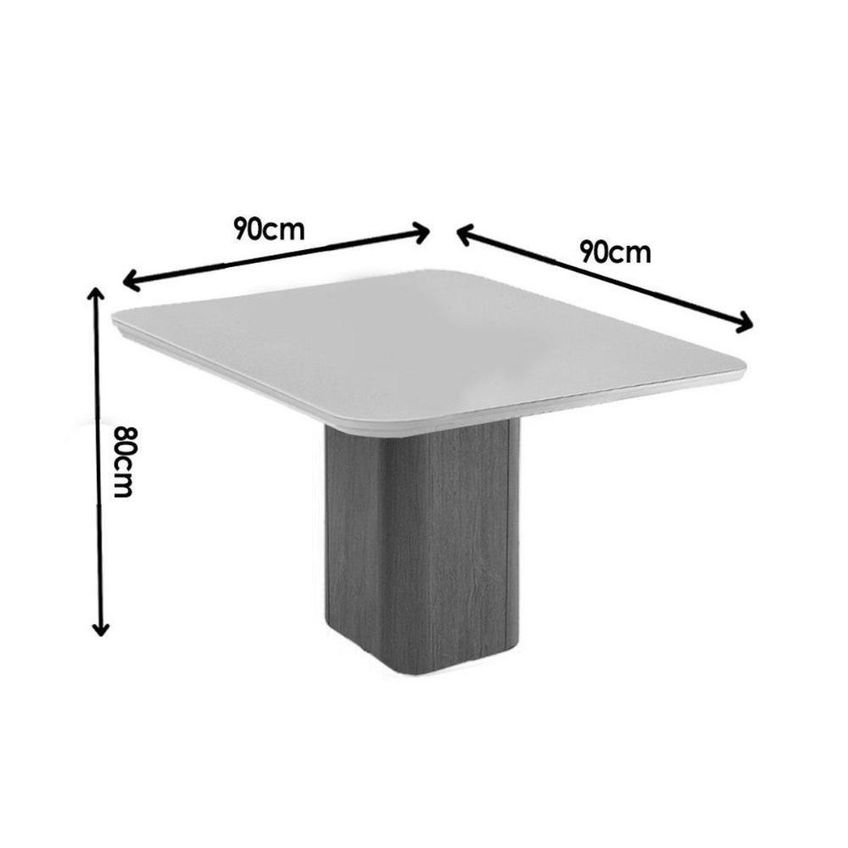 Conjunto Mesa Jantar Maldivas 4 Lugares Tampo MDF Vidro Cadeiras Dakota Estofadas Natural Bege 90x90 - imagem 4