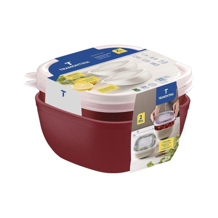 Jogo De Potes Mixcolor Armazenamento De Alimentos Polipropileno Proteção Antimicrobiana Vermelho - imagem 3