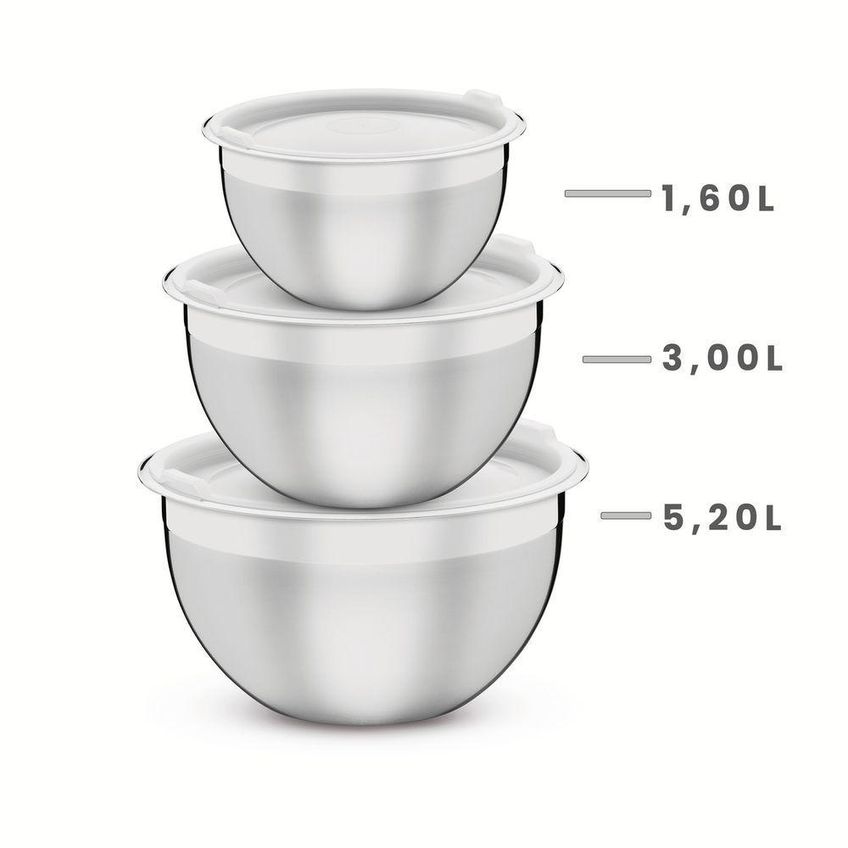 Jogo De Potes Cucina Armazenamento De Alimentos Aço Inox Tampa Plástica Vedação Hermética Tramontina - imagem 3