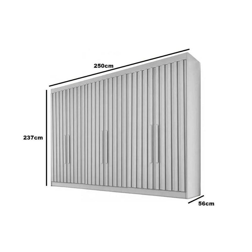 Guarda Roupa Casal Potente 6 Portas De Bater Ripadas 6 Gavetas MDF Marrom Braúna Europa - imagem 3