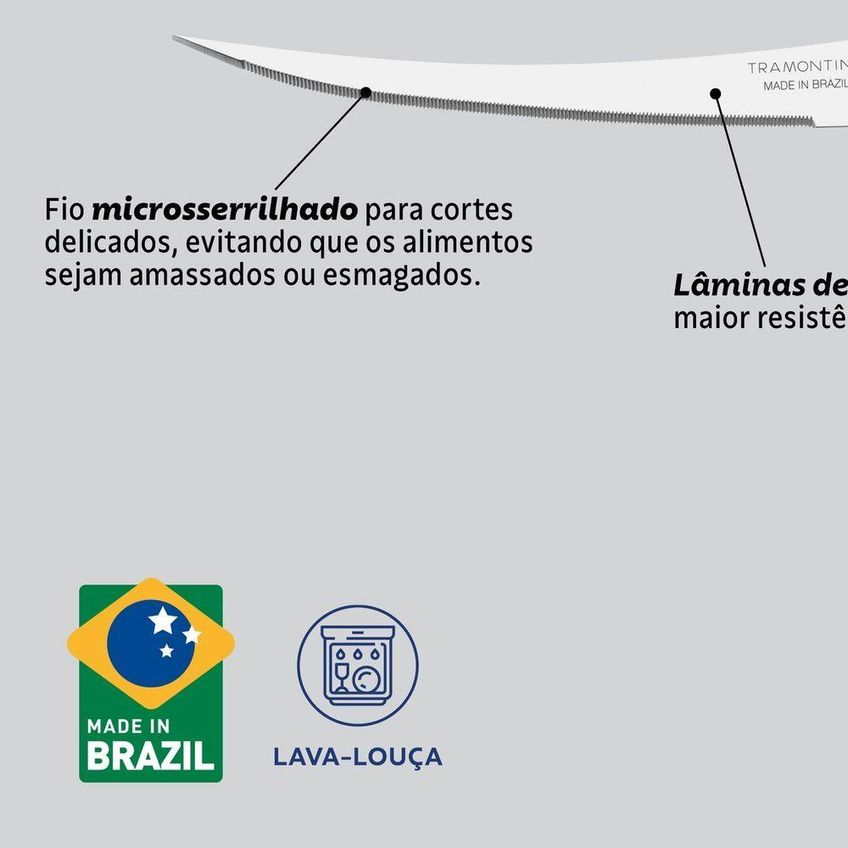 Faca Para Tomate Felice Corte Preciso Aço Inox Cabo Polipropileno Azul Tramontina - imagem 4