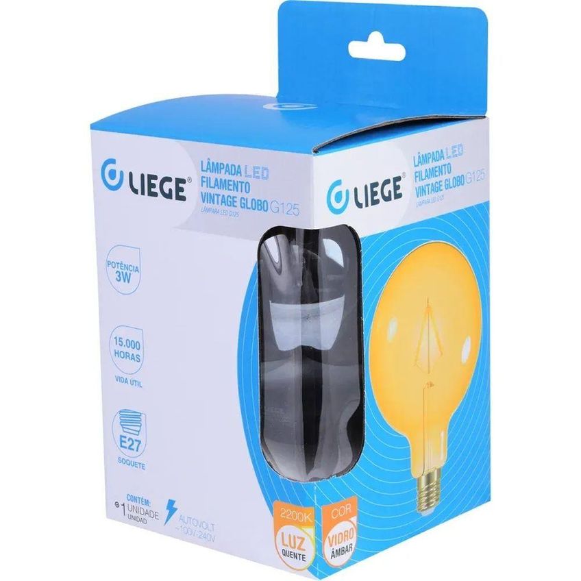 Lâmpada Led Filamento Globo G125 3w Bivolt Transparente Liege Cosmetics - imagem 5
