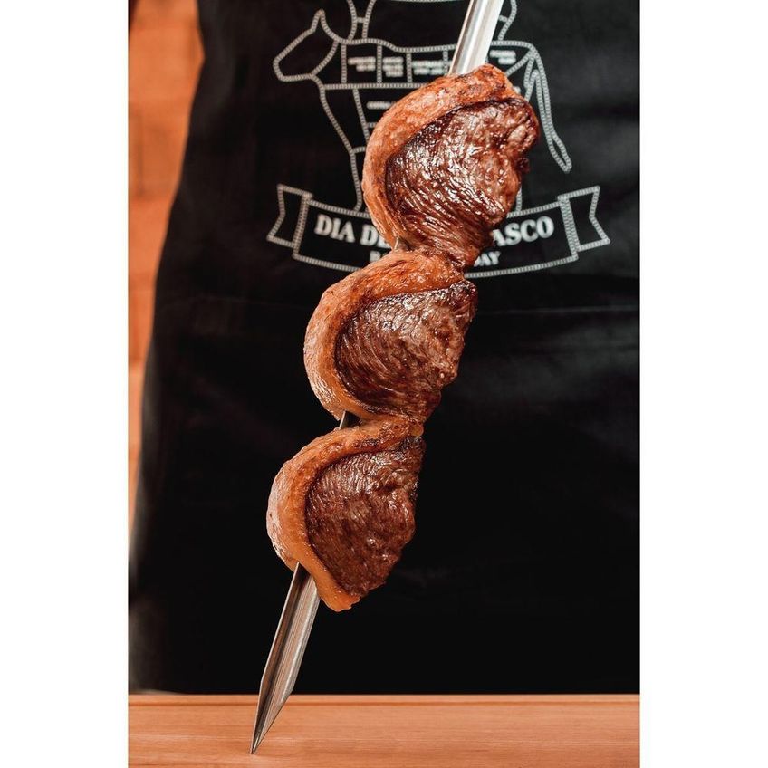 Espeto Para Churrasco Aço Inox Cabo Madeira Natural Certificada Resistente Ferrugem 95cm Tramontina - imagem 4