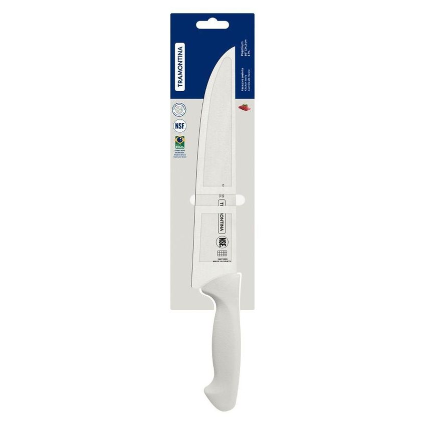 Faca De Cozinha Premium Corte Preciso Aço Inox Cabo Polipropileno Branco Tramontina 25cm - imagem 3