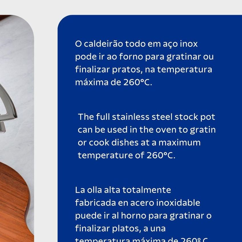 Caldeirão Brava Aço Inox Fundo Triplo 4,6l 20cm Tampa Plana Tramontina - imagem 5