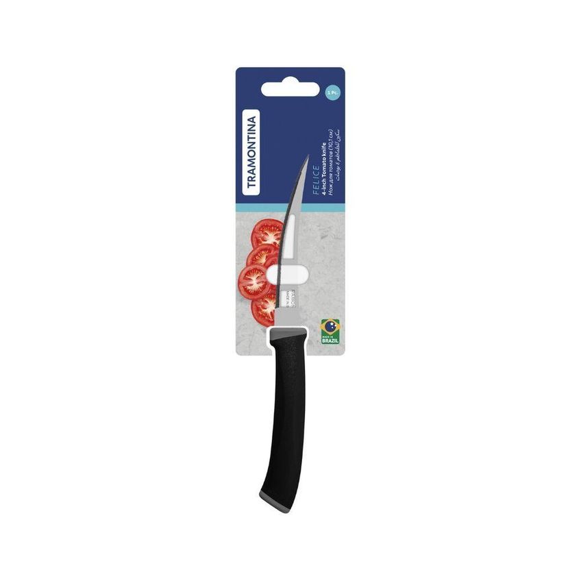 Faca Para Tomate Felice Aço Inox Lâmina Microsserrilhada Cabo Polipropileno Preto Cozinha Tramontina - imagem 3