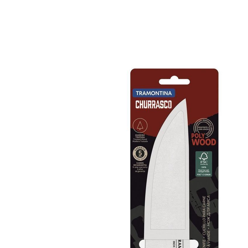 Faca Para Carne Polywood Corte Preciso Aço Inox Cabo Madeira Alta Resistência Churrasco Castanho - imagem 5