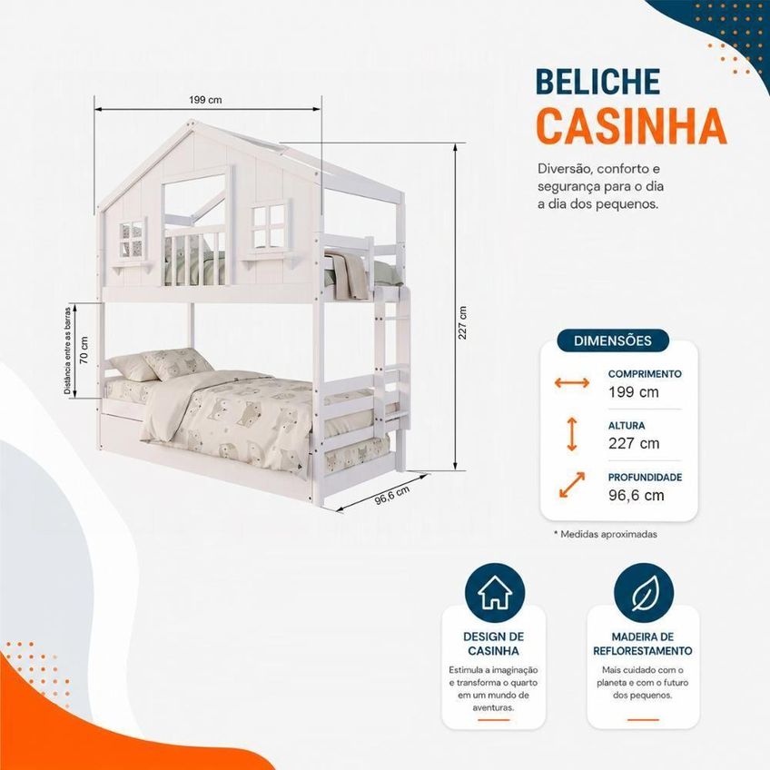 Treliche Infantil Casinha Dos Sonhos Varanda Madeira Maciça Branco Housin - imagem 3