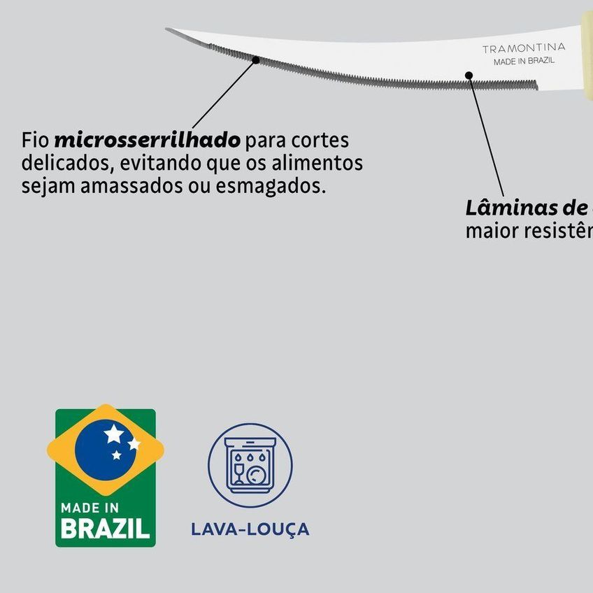 Faca Para Tomate Felice Corte Microsserrilhado Aço Inox Cabo Polipropileno Azul Tramontina - imagem 3