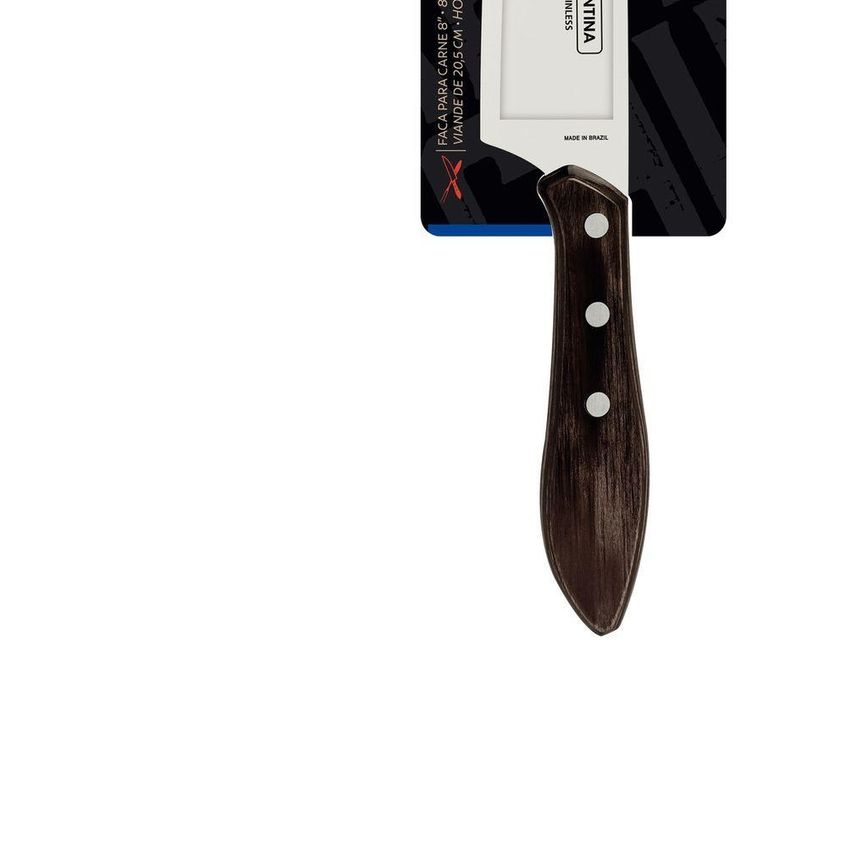 Faca Para Carne Polywood Corte Preciso Aço Inox Madeira Tratada Churrasco Castanho Tramontina - imagem 3