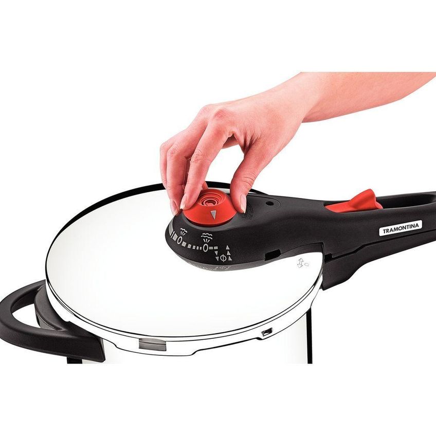 Panela De Pressão Solar Aço Inox Fundo Triplo 6l Com 5 Dispositivos De Segurança Tramontina - imagem 5