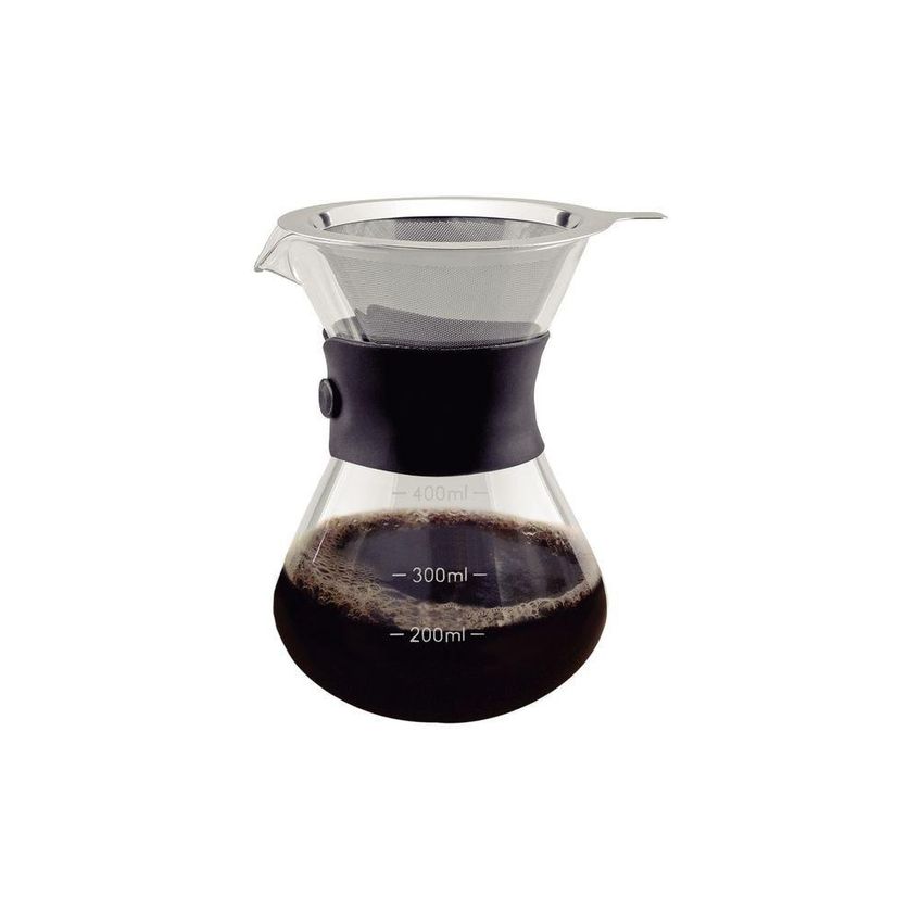 Cafeteira Com Coador Inox Preparo De Café Filtrado Vidro Borosilicato Filtro Reutilizável 0,40l - imagem 3