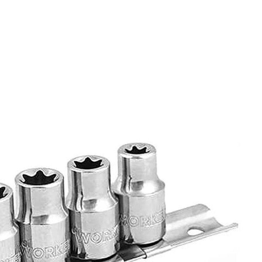 Jogo De Soquetes Torx 435007 Aperto De Parafusos Perfil Estriado Externo Worker 6 Pecas - imagem 5
