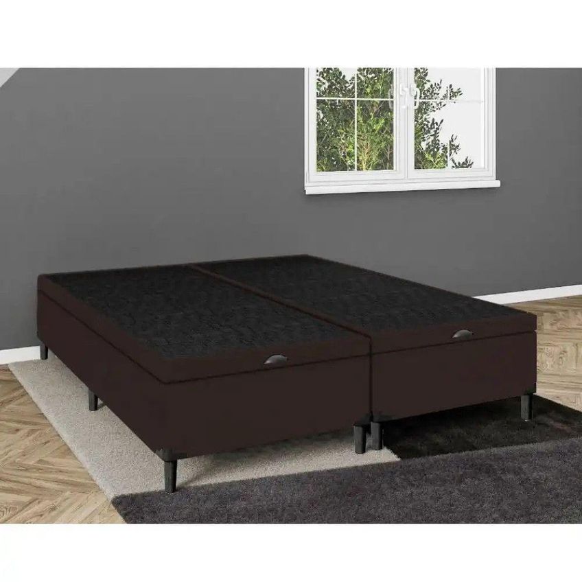 Cama Box Queen Tiba Estrutura Madeira Tecido Veludo Liso Marrom Itaflex - imagem 3
