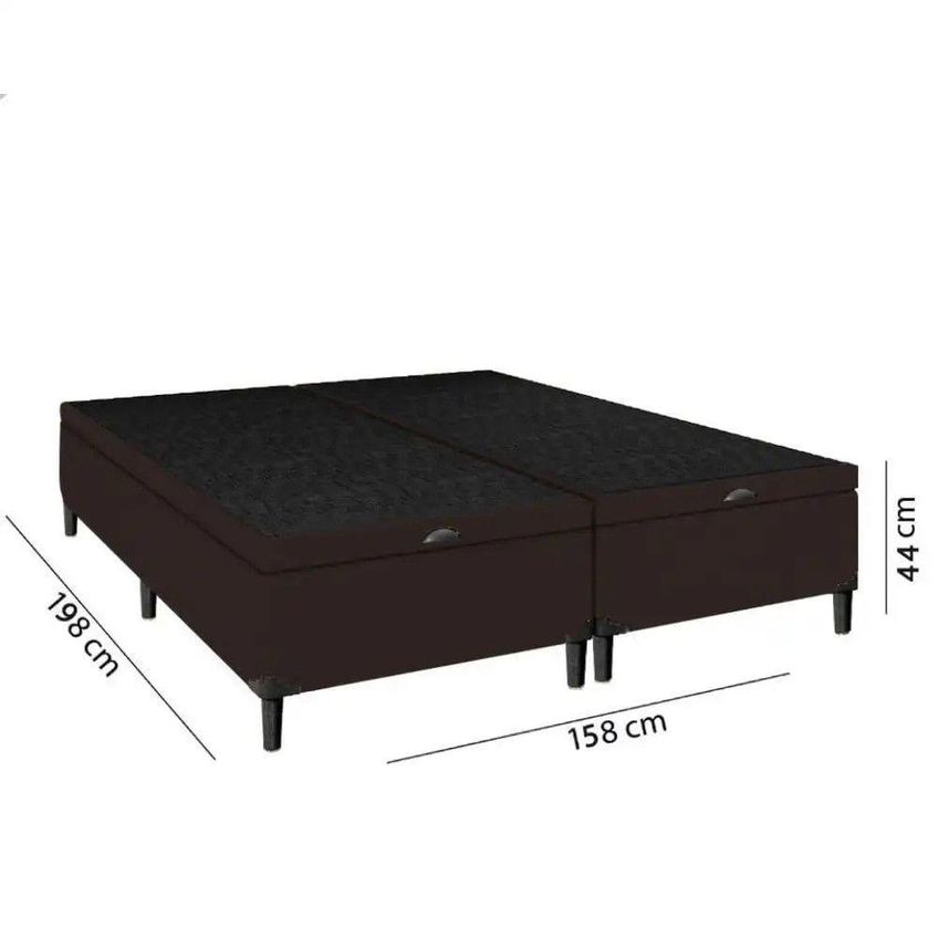 Cama Box Queen Tiba Estrutura Madeira Tecido Veludo Liso Marrom Itaflex - imagem 4