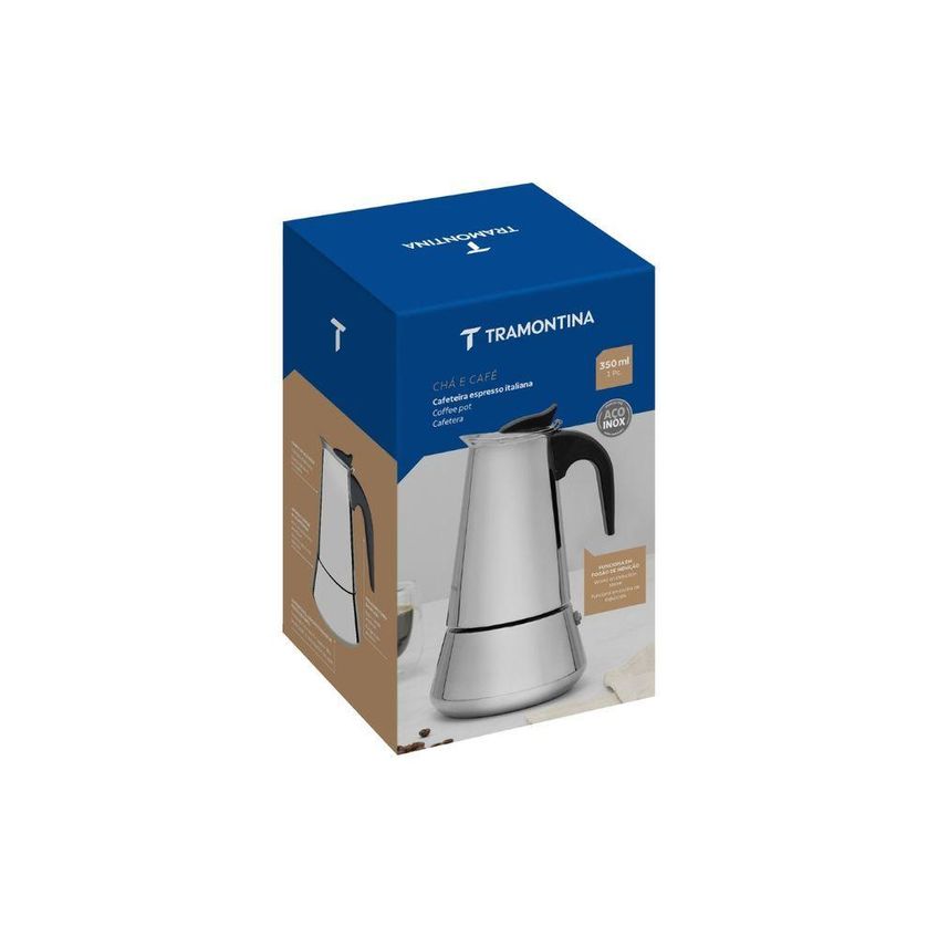 Cafeteira Italiana Para Espresso Aço Inox Funil Incluso 350ml 6 Xícaras Tramontina - imagem 3