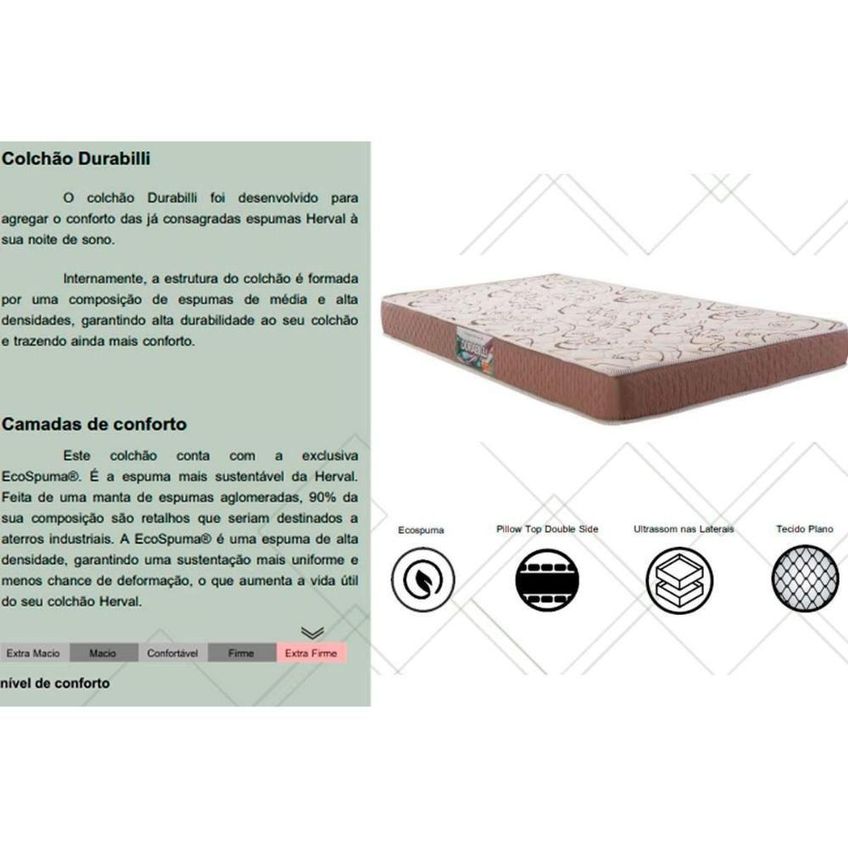 Cama Box Com Baú Casal CRC Colchão Anatômico Ortopédico Durabilli Suede Marrom Herval - imagem 3