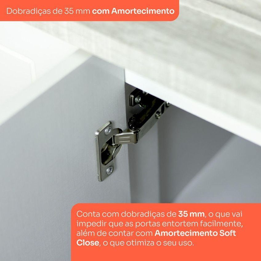 Cozinha Compacta 3 Peças Americana 7 Portas 5 Gavetas 100% MDF Branco Móveis Henn - imagem 3