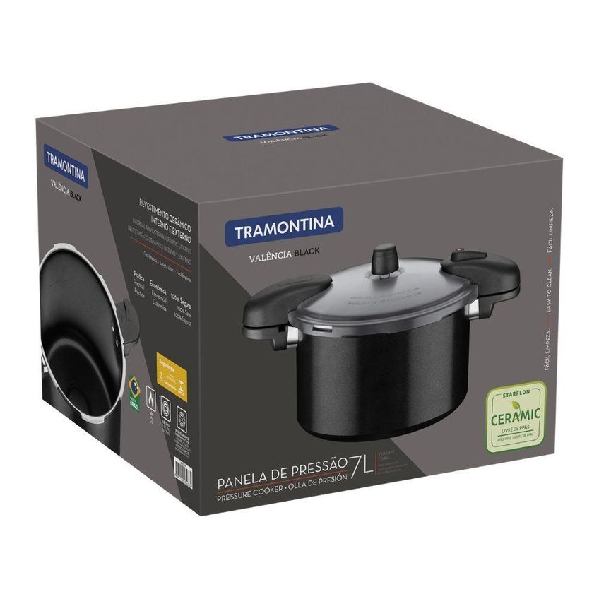 Panela De Pressão Valência Black Alumínio Revestimento Cerâmico 7l Tramontina - imagem 4