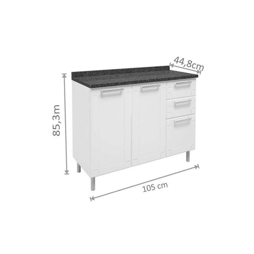 Cozinha Modulada Completa Multipla C4p80 4 Pecas 2 Armarios Aereos Balcao Paneleiro Branco Bertolini - imagem 3