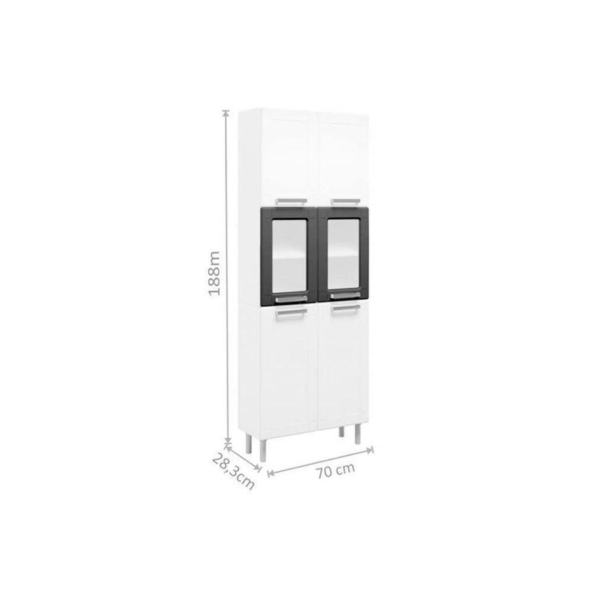 Cozinha Modulada Completa Multipla C4p80 4 Pecas 2 Armarios Aereos Balcao Paneleiro Branco Bertolini - imagem 4