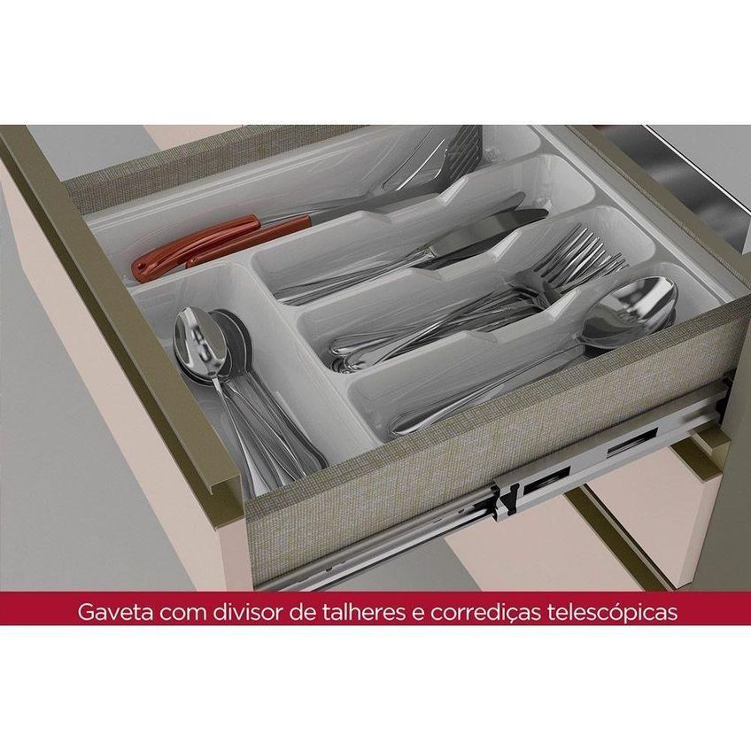 Gabinete De Cozinha Para Pia Connect 3 Portas 2 Gavetas MDF Off White Móveis Henn - imagem 3