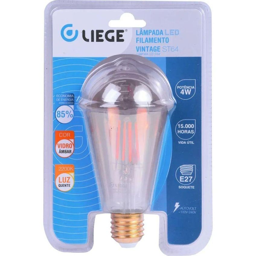 Lâmpada Led Filamento Decorativa St64 4w Bivolt Luz Âmbar Liege Cosmetics - imagem 4