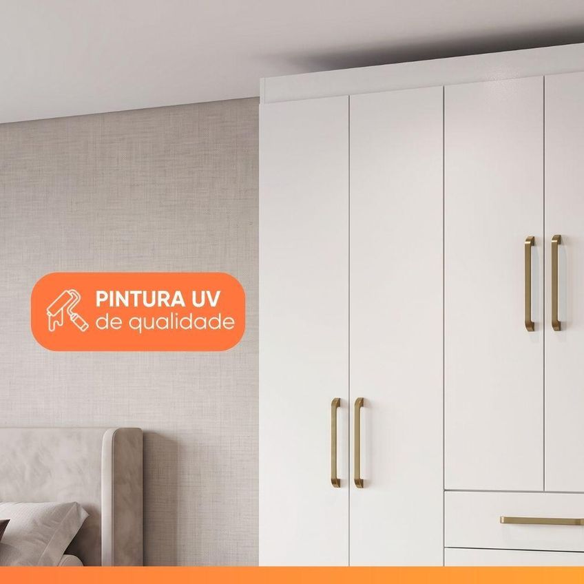 Guarda Roupas Solteiro Maya 5 Portas De Bater 2 Gavetas Branco Aramóveis - imagem 3