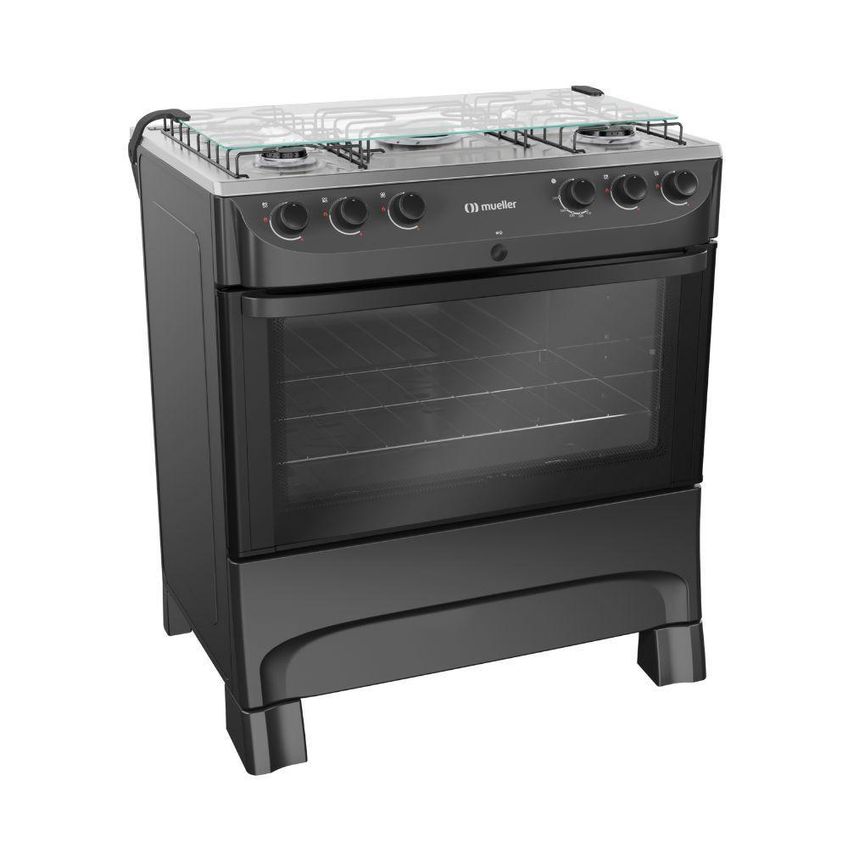 Fogão Piso 5 Bocas Gás Mueller Mesa Inox Preto MFI5BB Bivolt - imagem 3