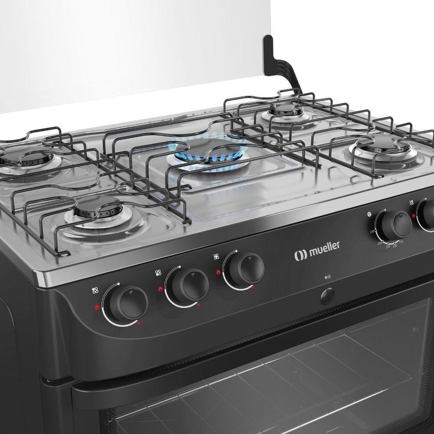 Fogão Piso 5 Bocas Gás Mueller Mesa Inox Preto MFI5BB Bivolt - imagem 4
